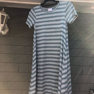 Lularoe XXS Carly teal stripped ribbed